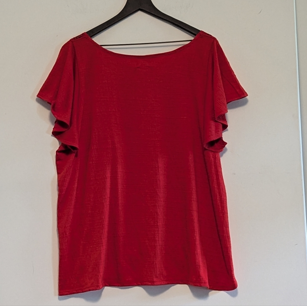 Max Studio Women's 2X Red Lace Accent Blouse Work NWT New Plus Office Church - Picture 4 of 4